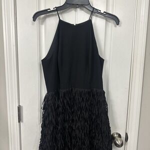 Aiden Aiden Mattox Black Fringe Sleeveless Maxi Dress Size 8 Cocktail Dress